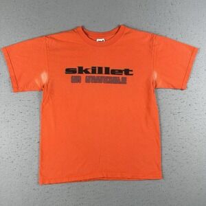 Vintage Skillet I'm Invincible Shirt Men's Medium Orange Jesus Christ Rock Band